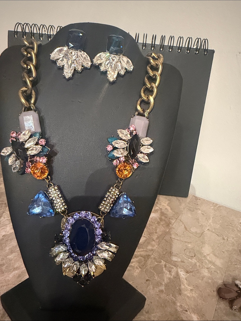 earrings and necklace